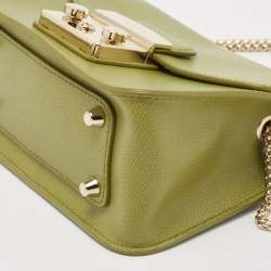 Pre Owned Furla Green Leather Mini Metropolis Crossbody Bag