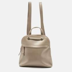 Furla Grey Leather Piper Backpack 