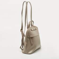 Furla Grey Leather Piper Backpack 