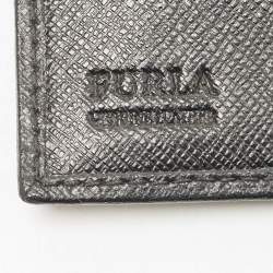 Pre Owned Furla Black Leather Flap Continental Wallet