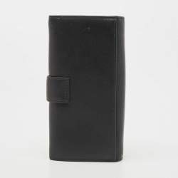 Pre Owned Furla Black Leather Flap Continental Wallet