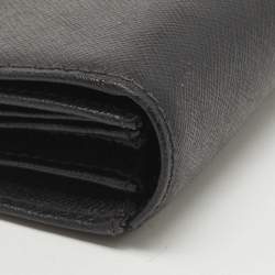 Pre Owned Furla Black Leather Flap Continental Wallet