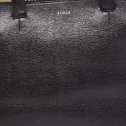 Pre Owned Furla Black Leather Double Zip Tote