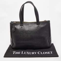 Pre Owned Furla Black Leather Double Zip Tote