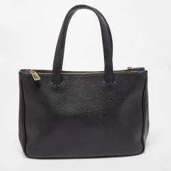 Pre Owned Furla Black Leather Double Zip Tote