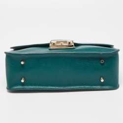 Pre Owned Furla Green Leather Small Metropolis Shoulder Bag