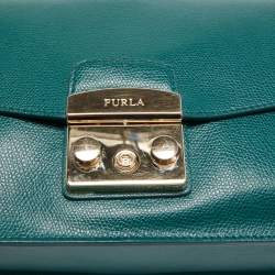 Pre Owned Furla Green Leather Small Metropolis Shoulder Bag