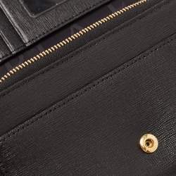 Pre Owned Furla Black Leather Logo Flap Wallet on Strap