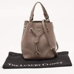 Furla Beige Leather Mini Stacy Drawstring Bucket Bag