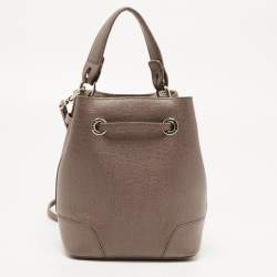 Furla Beige Leather Mini Stacy Drawstring Bucket Bag