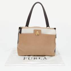 Furla Tri Color Leather Piper Cartella Top Handle Bag
