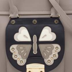 Furla Taupe/Black Leather Metropolis Magia Tote