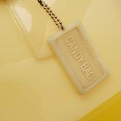 Pre Owned Furla Two Tone Yellow Rubber Medium Candy Satchel