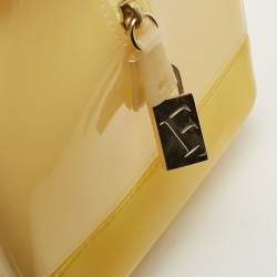 Pre Owned Furla Two Tone Yellow Rubber Medium Candy Satchel
