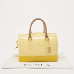 Pre Owned Furla Two Tone Yellow Rubber Medium Candy Satchel