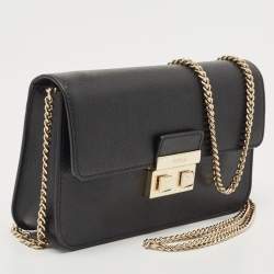 Furla Black Leather Bella Crossbody Bag 