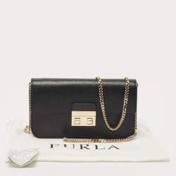 Furla Black Leather Bella Crossbody Bag 