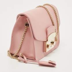 Furla Pink Leather Mini Metropolis Crossbody Bag