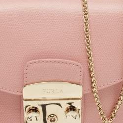 Furla Pink Leather Mini Metropolis Crossbody Bag