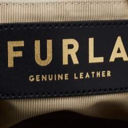 Pre Owned Furla White Croc Embossed Leather Ginger L Hobo