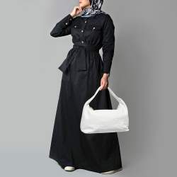 Pre Owned Furla White Croc Embossed Leather Ginger L Hobo