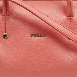 Pre Owned Furla Coral Orange Leather Alissa Satchel