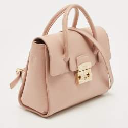 Pre Owned Furla Pink Leather Small Metropolis Tote