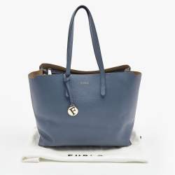 Pre Owned Furla Light Blue Leather Sally Tote