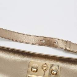 Pre Owned Furla Light Gold Leather Metropolis Shoulder Bag
