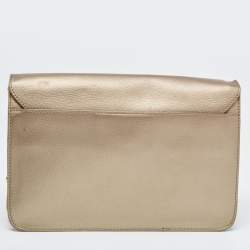 Pre Owned Furla Light Gold Leather Metropolis Shoulder Bag