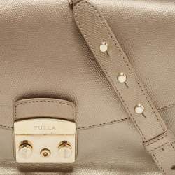 Pre Owned Furla Light Gold Leather Metropolis Shoulder Bag