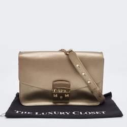 Pre Owned Furla Light Gold Leather Metropolis Shoulder Bag