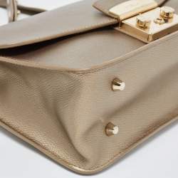 Pre Owned Furla Light Gold Leather Metropolis Shoulder Bag
