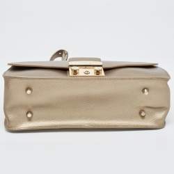 Pre Owned Furla Light Gold Leather Metropolis Shoulder Bag