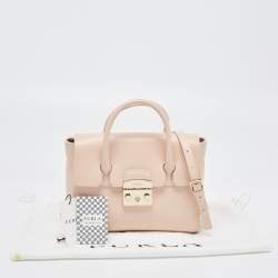 Pre Owned Furla Light Pink Leather Small Metropolis Tote
