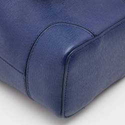 Pre Owned Furla Blue Leather Mini Stacy Drawstring Bucket Bag