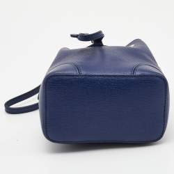 Pre Owned Furla Blue Leather Mini Stacy Drawstring Bucket Bag
