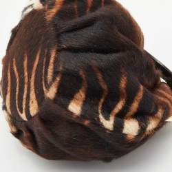 Furla Brown Calfhair and Leather Frame Wristlet Pouch