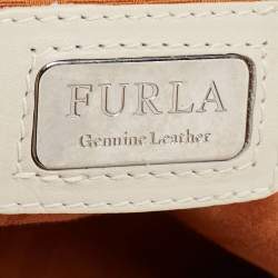 Furla Off White Leather Metal Handle Bag