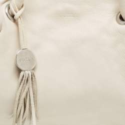 Furla Off White Leather Metal Handle Bag