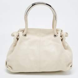 Furla Off White Leather Metal Handle Bag