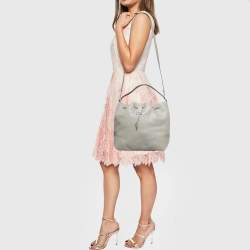 Pre Owned Furla Grey Leather Atena Drawstring Bucket Bag