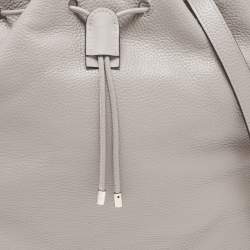 Pre Owned Furla Grey Leather Atena Drawstring Bucket Bag