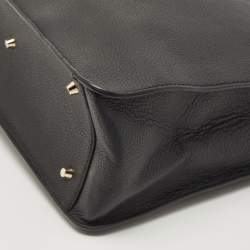 Pre Owned Furla Black Leather Pushlock Flap Tote