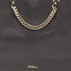 Furls Black Leather Chain Link Shopper Tote 