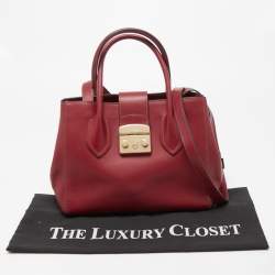 Pre Owned Furla Red Leather Metropolis Tote