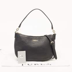Pre Owned Furla Black Leather Zip Crossbody Bag