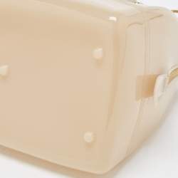 Pre Owned Furla Beige Glossy Rubber Mini Candy Satchel
