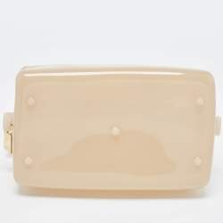 Pre Owned Furla Beige Glossy Rubber Mini Candy Satchel