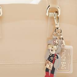 Pre Owned Furla Beige Glossy Rubber Mini Candy Satchel